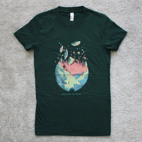 NEW Explosions in the Sky 'Dissolve' Forest Green Womens Band Tee T-Shirt, Small - Picture 1 of 4